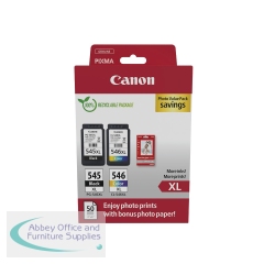 Canon PG-545XL/CL-546XL Ink Cartridges High Yield + Photo Paper Value Pack 8286B006