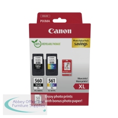 Canon PG-560XL/CL-561XL Ink Cartridges K/CMY + 4 x 6 in Photo Paper Value Pack 3712C008