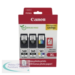 Canon PG-560XL x 2/CL-561XL Ink Cartridges High Yield K/CMY + Photo Value Pack 3712C012