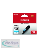 Canon CLI-551C XL High Yield Inkjet Cartridge Cyan 6444B001