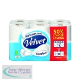 Velvet Comfort 2-Ply Toilet Rolls Longer Rolls (Pack of 12) 1102186