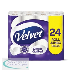 Velvet Classic Quilted Toilet Roll 3-Ply 150 Sheets Per Roll (Pack Of 24) 1102049