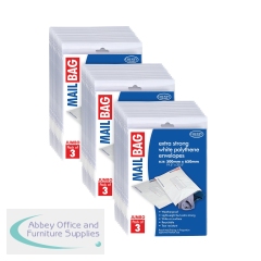 County Stationery Mail Bag Polythene Envelopes x3 White Jumbo 500x650mm (Pack of 10) C263