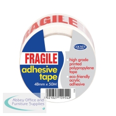 County Stationery Fragile Tape 48mmx50m (Pack of 6) C420