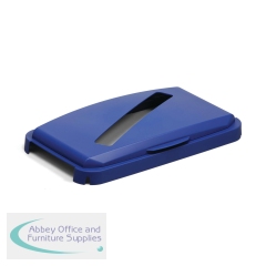 Durable 60L Hinged Bin Lid Blue Slot Cut-Out For Easy Recycling Durabin 1800502040