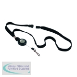 Durable Textile Lanyard with Badge Reel Black (Pack of 10) 8223/01