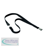 Durable Textile Lanyard with Snap Hook 15mm Black (Pack of 10) 812701