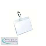 Durable Visitor Badge with Rotating Clip 60x90mm Clear (Pack of 25) 8106