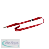 Durable Textile Visitor Badge Lanyard 20mm Red (10 Pack) 823803