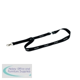 Durable Textile Staff Lanyard 20mm Black (Pack of 10) 823901