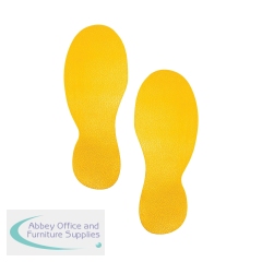 Durable Heavy Duty Adhesive Floor Marking Foot Shape Yellow 5 Pairs 172704