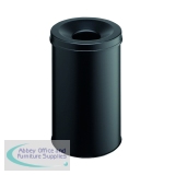 Durable Metal Waste Bin with Fire Extinguishing Lid 30 Litre Black 330601