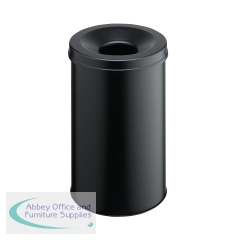Durable Metal Waste Bin with Fire Extinguishing Lid 30 Litre Black 330601