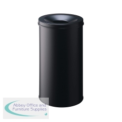 Durable Fire Extinguishing Metal Waste Bin TUV Certified 60L Black 330701