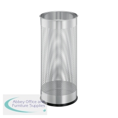 Durable Metal Umbrella Stand 28.5 Litre Round Silver 335023