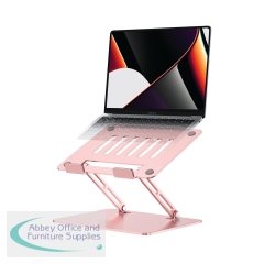 Deflecto Folding Adjustable Laptop Stand with Vertical Platform Pink DF91388