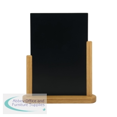 Deflecto Double Sided Large Countertop Chalkboard Information Display Teak TCB-LG-TE