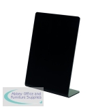 Deflecto Slanted Display Sign Acrylic A6 Portrait Black SSPA614-2