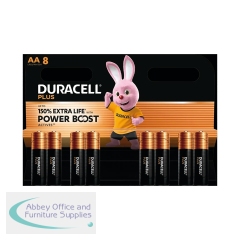 Duracell Plus AA Battery Alkaline 150% Extra Life Power Boost (Pack of 8) 5015223+