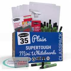 Show-me SUPERTOUGH A4 Whiteboards Plain/Plain Classpack (35 boards pens and erasers + Free cleaners) C/SRP