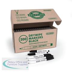 Re:create Recycled Whiteboard Markers Bullet Tip Black (Pack of 200) RDME200