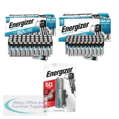 Energizer Batteries Max Plus AA Pk50 + Max Plus AAA Pk50 + FOC Energizer Metal Torch