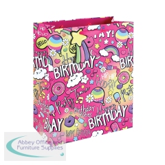 Girly Text Gift Bag Large Pink (Pack of 12) 36896-2C