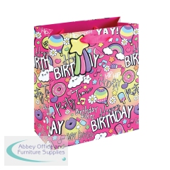 Girly Text Gift Bag Medium Pink (Pack of 12) 36896-3C