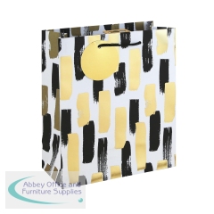 Mono Paint Strokes Gift Bag Medium White (Pack of 12) 37010-3C