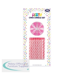 Eurowrap Cake Candle Set Pink (Pack of 6) 38081-PCC