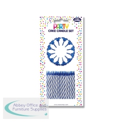 Eurowrap Cake Candle Set Blue (Pack of 6) 12627-BCC