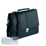 Falcon Synthetic Leather Flapover Briefcase Black 2584
