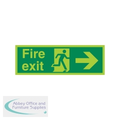5 Star Fire Exit Running Man Arrow R Sign Rigid Plastic 150x450mm VPSP121SRP4515