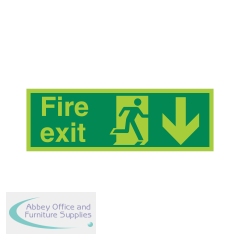 5 Star Fire Exit Running Man Arrow Down Sign Rigid Plastic 150x450mm VPSP124SRP4515