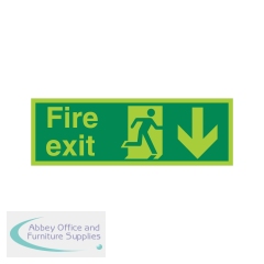 5 Star Fire Exit Running Man Arrow Down Sign Self Adhesive Vinyl 150x450mm VPSP124SAV4515