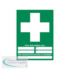 5 Star First Aid Your First Aiders Are Sign Self Adhesive Vinyl 600x450mm VSP350SAV4560