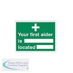 5 Star Your First Aider Is Located Sign Self Adhesive Vinyl 150x200mm VSP348SAV1520