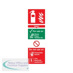 5 Star Water Extinguisher For Use On Rigid Sign Rigid Plastic 300x100mm VFF091SRP1030
