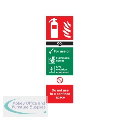 5 Star Carbon Dioxide Extinguisher For Use On Sign Rigid Plastic 300x100mm VFF093SRP1030