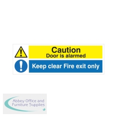 5 Star Caution Door Is Alarmed Keep Clear Fire Exit Only Self Adhesive Vinyl 150x450mm VW412SAV4515