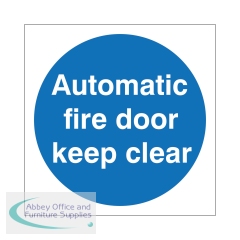 5 Star Automatic Fire Door Keep Clear Sign Self Adhesive Vinyl 100x100mm (Pack of 5) M263SAV1010P5