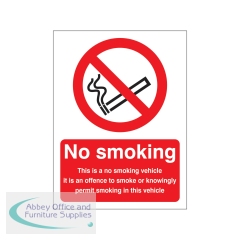 5 Star No Smoking This Is A No Smoking Vehicle Sign Self Adhesive Vinyl 100x75mm VSB017SAV710