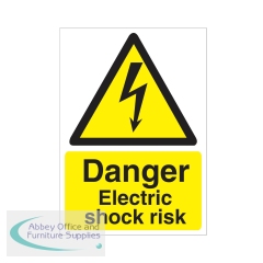 5 Star Danger Electric Shock Risk Sign Self Adhesive Vinyl A5 VW413SAVA5