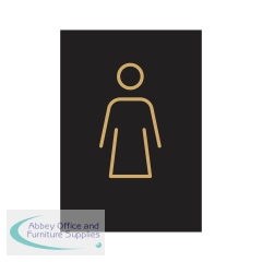 5 Star Female Toilet Sign Black/Gold Rigid Plastic 150x105mm VOF172BFB1015