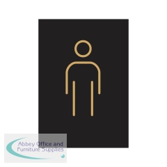 5 Star Male Toilet Sign Black/Gold Anodised Aluminium 150x105mm VOF173BFB1015
