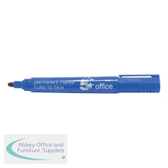 5 Star Office Permanent Marker Xylene/Toluene-free Smear proof Bullet Tip 2mm Line Blue (Pack of 12)