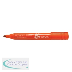 5 Star Office Permanent Marker Xylene/Toluene-free Smear proof Bullet Tip 2mm Line Red (Pack of 12)