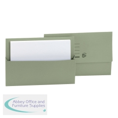 5 Star Office Document Wallet Half Flap 250gsm Recycled Capacity 32mm Foolscap Green (Pack of 50)