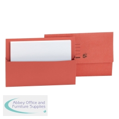 5 Star Office Document Wallet Half Flap 250gsm Recycled Capacity 32mm Foolscap Red (Pack of 50)