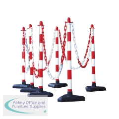 5 Star Guarda Chain Post Set with 6 Posts Red/White Concrete Base FS597700
